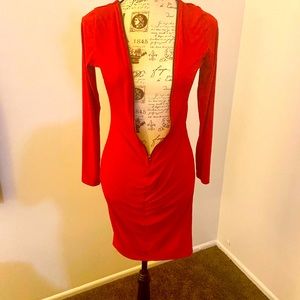 Women’s sexy red zipper dress